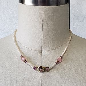 Peach and Pearl Beaded necklace